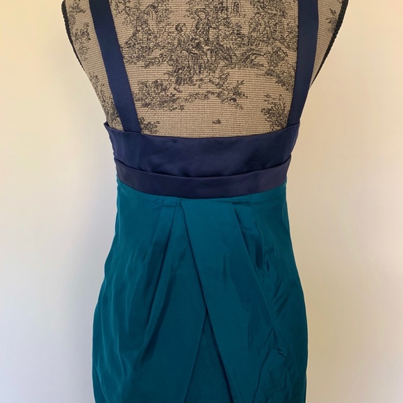 Vera Wang Silk Cocktail Dress in Teal/Navy - Picture 4 of 7